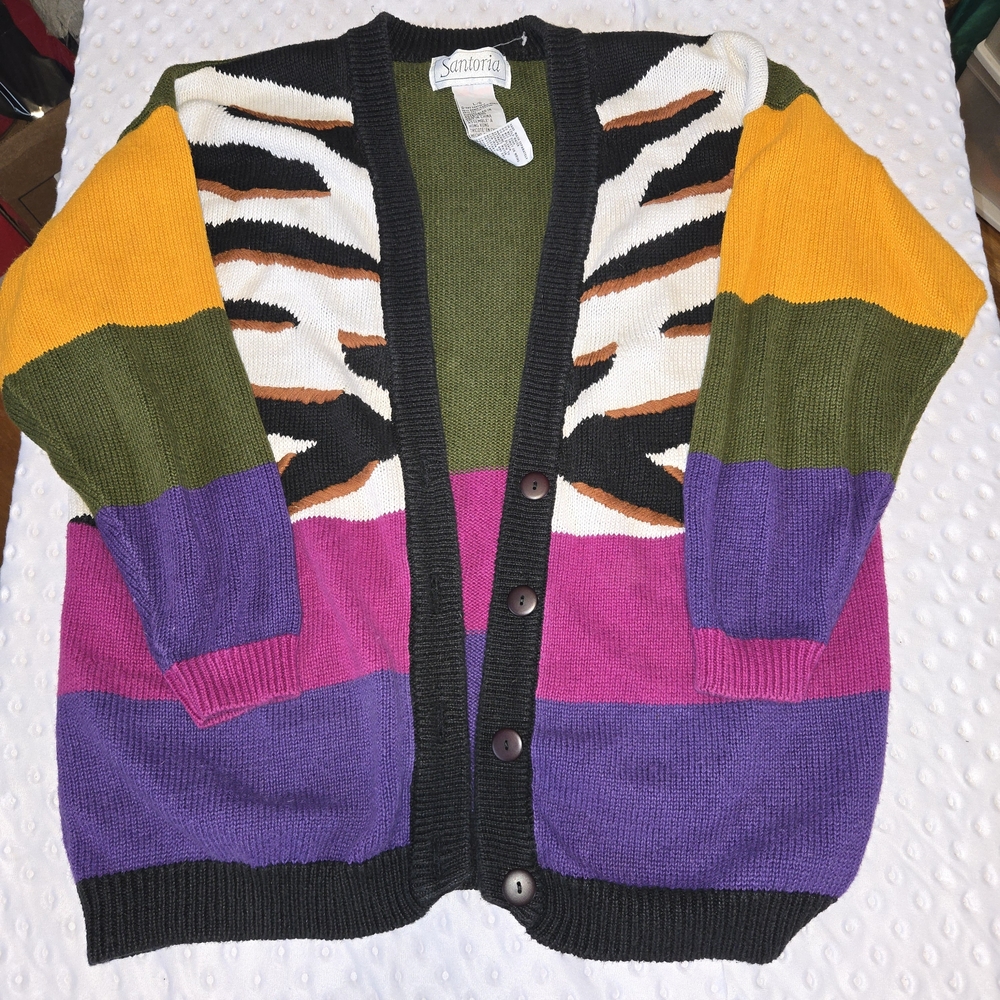 Vintage Santoria Women’s Colorful Sweater Y2K‎ Embroidered Size L